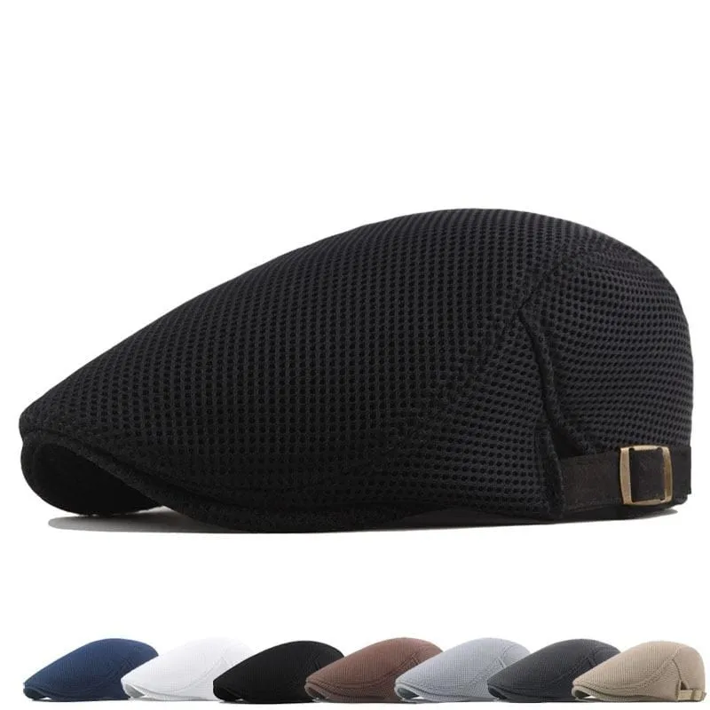 Sommer Herren Baskenmütze Einfarbig Hohl Mesh Cap Atmungsaktiv Einstellbar damen Sonnenhut