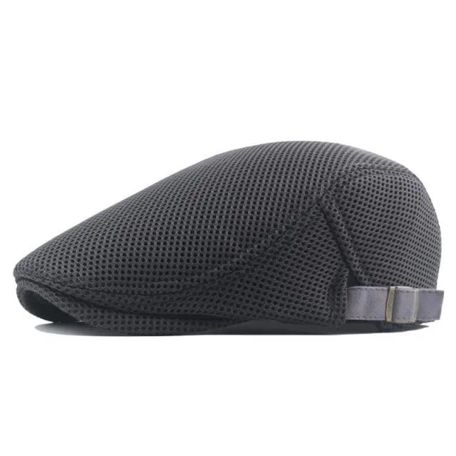 Sommer Herren Baskenmütze Einfarbig Hohl Mesh Cap Atmungsaktiv Einstellbar damen Sonnenhut