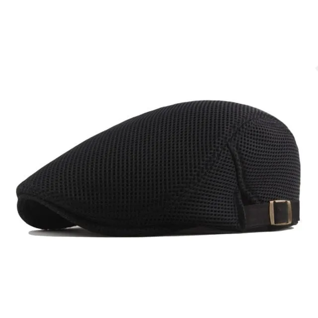 Sommer Herren Baskenmütze Einfarbig Hohl Mesh Cap Atmungsaktiv Einstellbar damen Sonnenhut