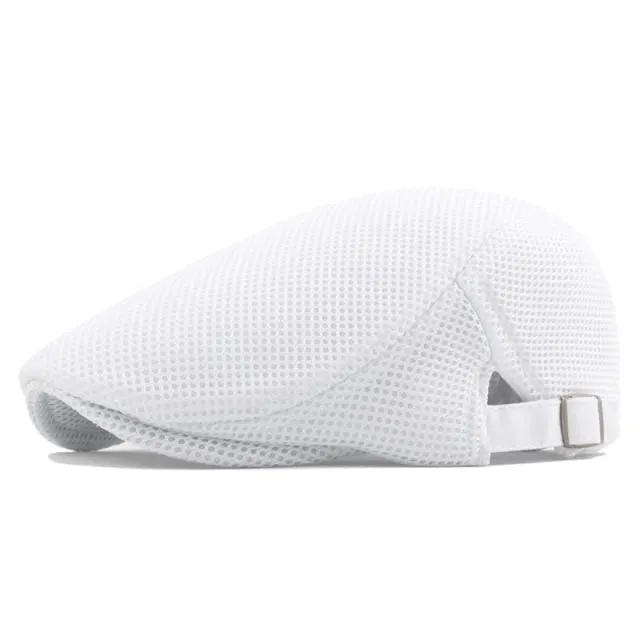 Sommer Herren Baskenmütze Einfarbig Hohl Mesh Cap Atmungsaktiv Einstellbar damen Sonnenhut