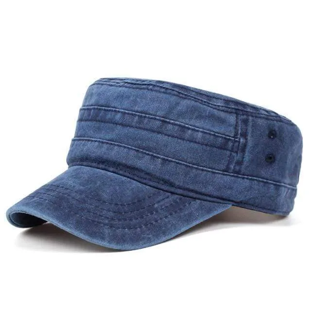Vintage Flat Top Herren gewaschene Mützen und Hut verstellbare dickere Mütze Winter warme Militärmützen für Männer