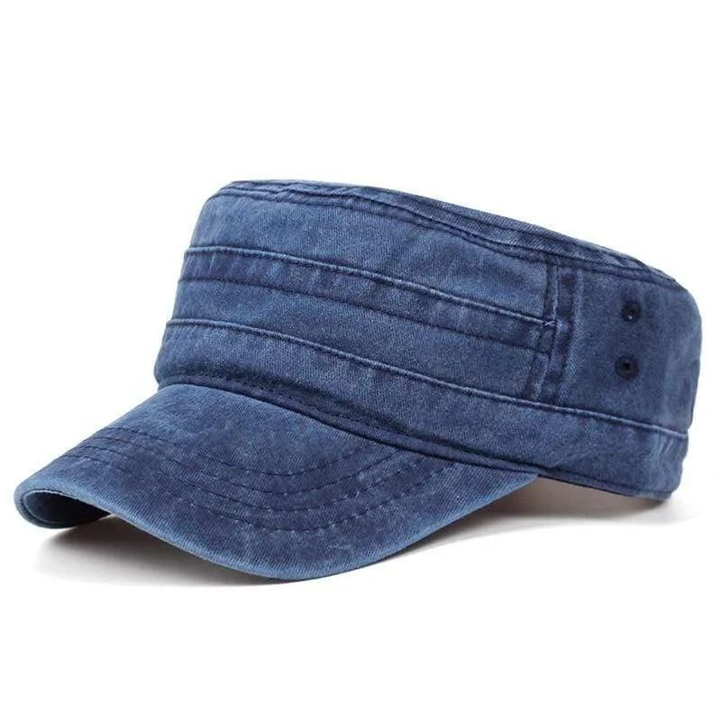 Vintage Flat Top Herren gewaschene Mützen und Hut verstellbare dickere Mütze Winter warme Militärmützen für Männer