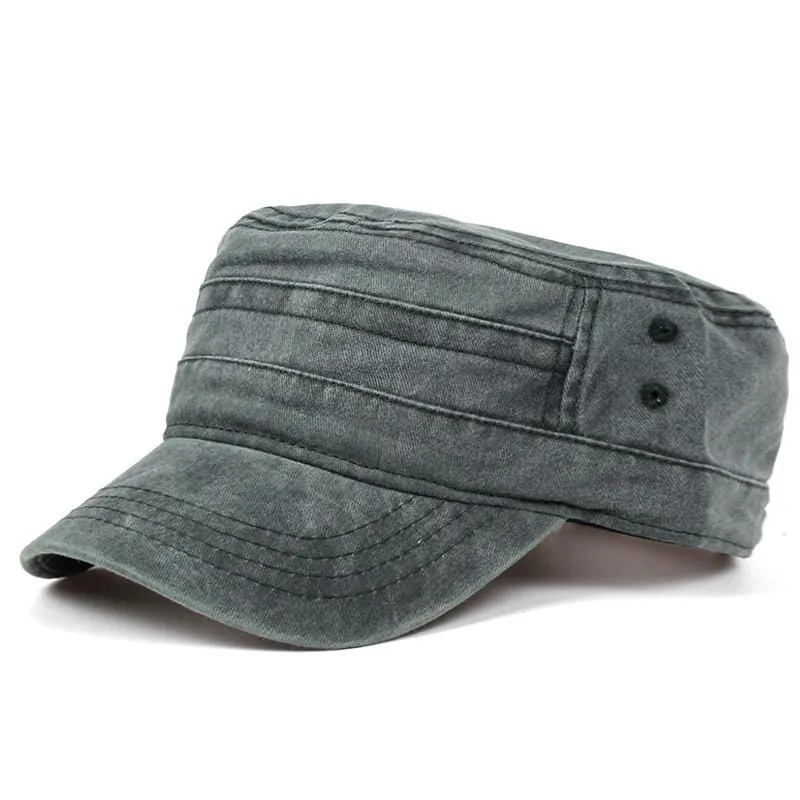 Vintage Flat Top Herren gewaschene Mützen und Hut verstellbare dickere Mütze Winter warme Militärmützen für Männer