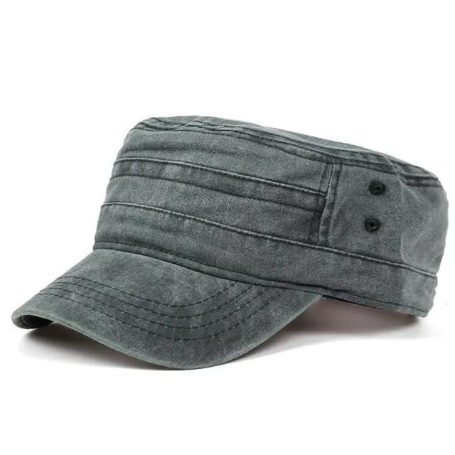 Vintage Flat Top Herren gewaschene Mützen und Hut verstellbare dickere Mütze Winter warme Militärmützen für Männer