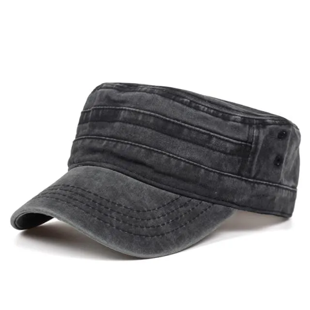 Vintage Flat Top Herren gewaschene Mützen und Hut verstellbare dickere Mütze Winter warme Militärmützen für Männer