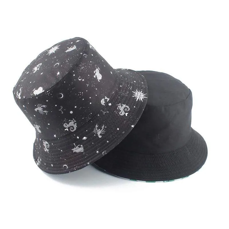 Galaxy Stars Print Panamahut Mütze Wende-Eimerhut Sommer Sonnenhüte für Damen Herren Gorro