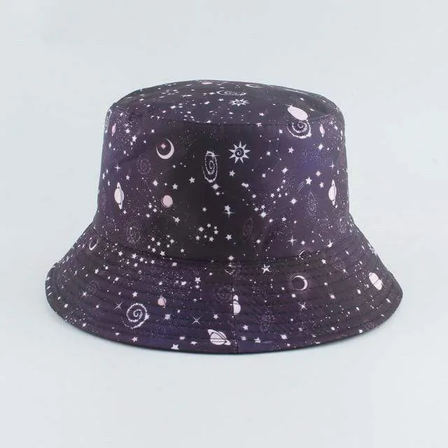 Galaxy Stars Print Panamahut Mütze Wende-Eimerhut Sommer Sonnenhüte für Damen Herren Gorro