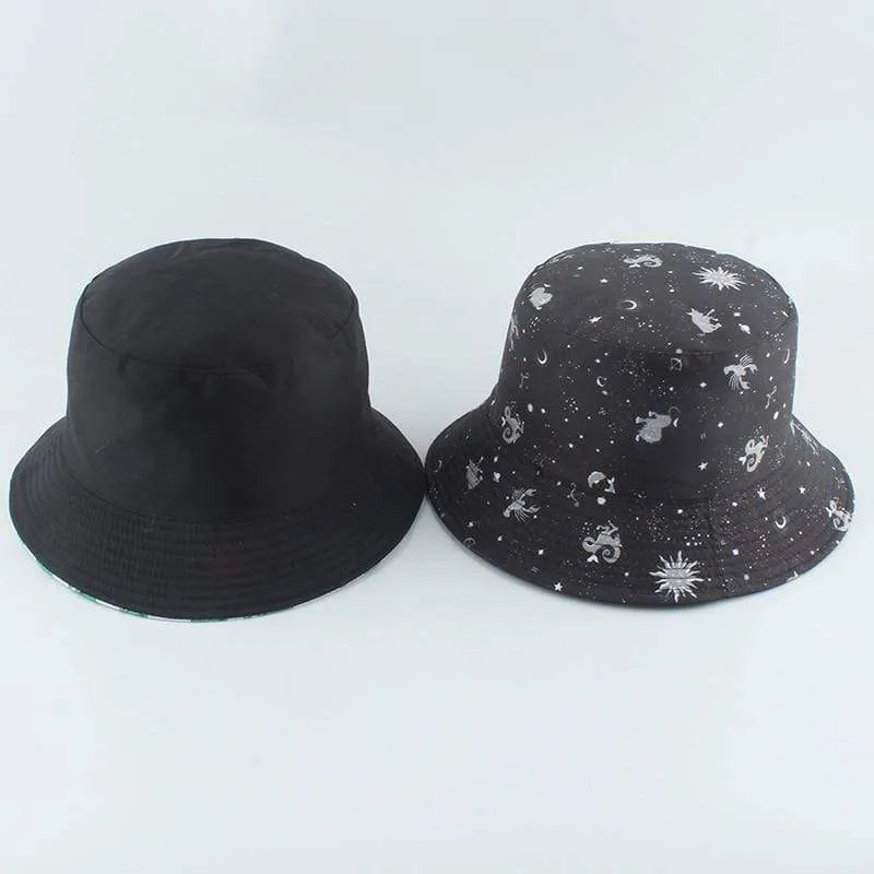 Galaxy Stars Print Panamahut Mütze Wende-Eimerhut Sommer Sonnenhüte für Damen Herren Gorro