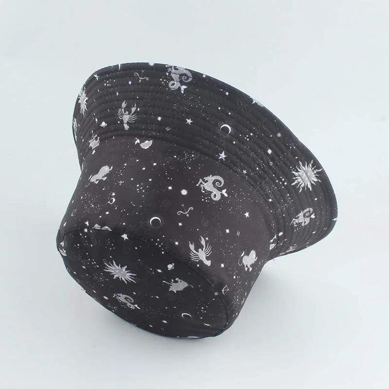 Galaxy Stars Print Panamahut Mütze Wende-Eimerhut Sommer Sonnenhüte für Damen Herren Gorro