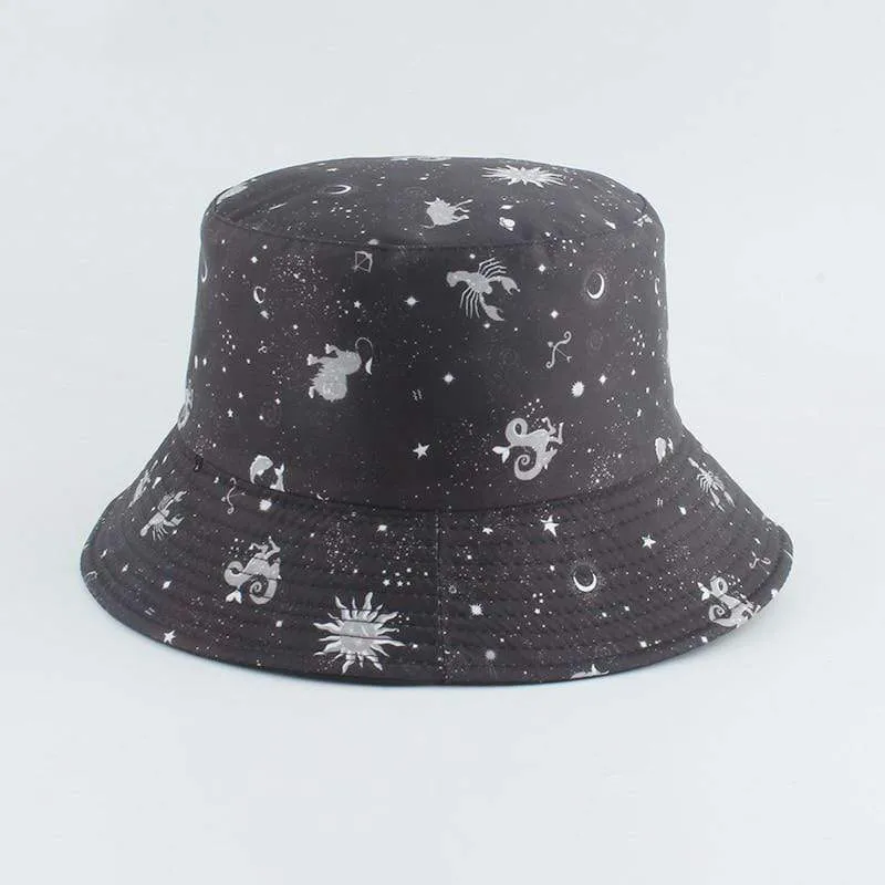 Galaxy Stars Print Panamahut Mütze Wende-Eimerhut Sommer Sonnenhüte für Damen Herren Gorro