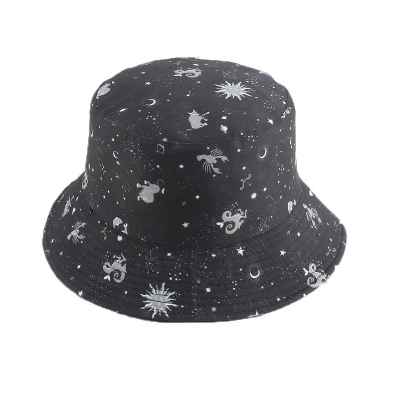 Galaxy Stars Print Panamahut Mütze Wende-Eimerhut Sommer Sonnenhüte für Damen Herren Gorro