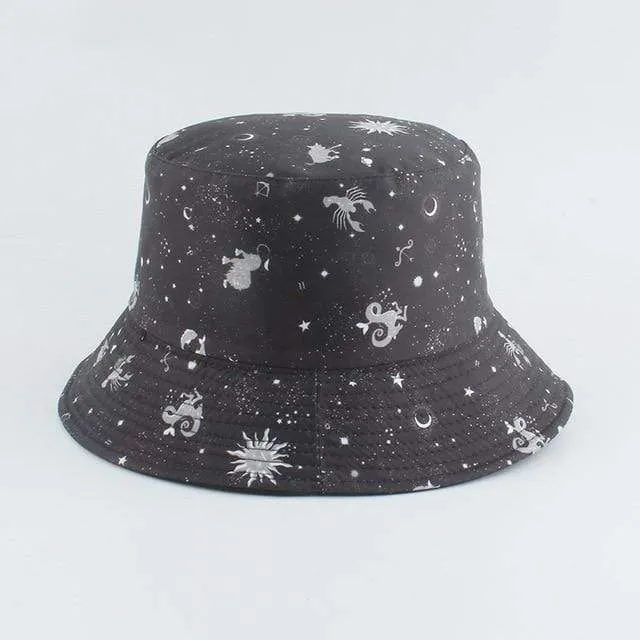 Galaxy Stars Print Panamahut Mütze Wende-Eimerhut Sommer Sonnenhüte für Damen Herren Gorro