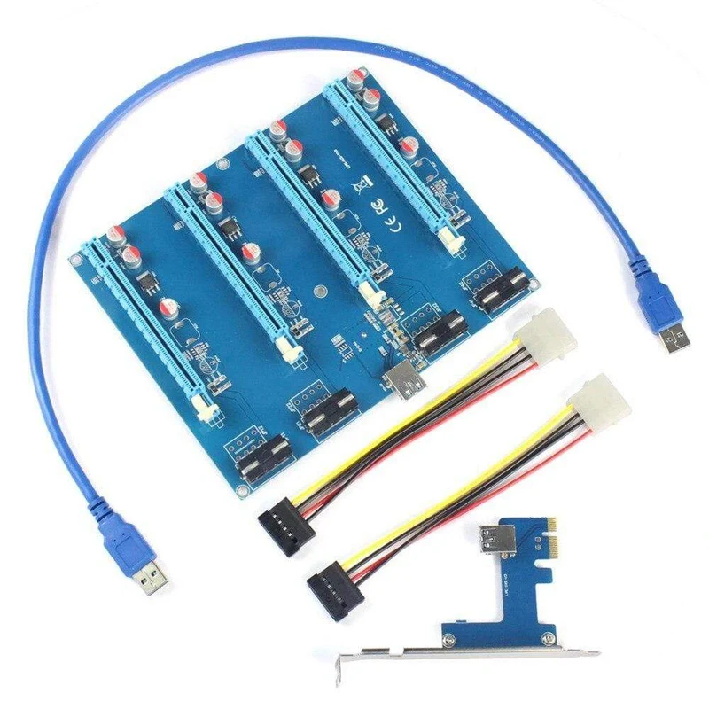 PCI-Express PCIe 1 bis 4 PCI Express 16X-Steckplätze Riser-Karte PCI-E 1X an externen 4-Steckplatz-Adapter PCIe-Port-Multiplikator für den Bergbau
