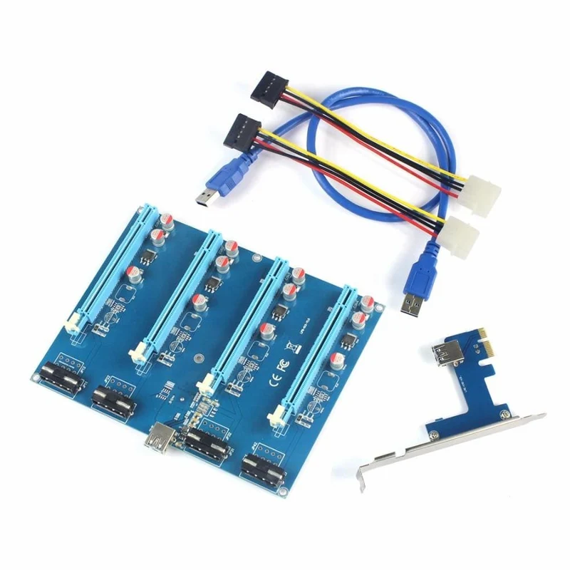 PCI-Express PCIe 1 bis 4 PCI Express 16X-Steckplätze Riser-Karte PCI-E 1X an externen 4-Steckplatz-Adapter PCIe-Port-Multiplikator für den Bergbau