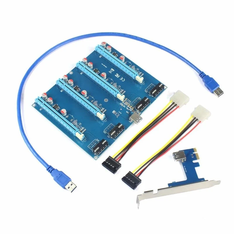 PCI-Express PCIe 1 bis 4 PCI Express 16X-Steckplätze Riser-Karte PCI-E 1X an externen 4-Steckplatz-Adapter PCIe-Port-Multiplikator für den Bergbau