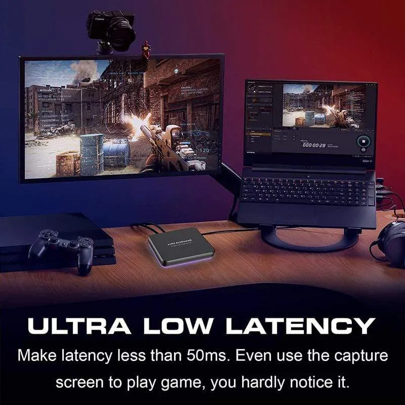 HDMI-Game-Capture-Karte, Live-Stream und Aufnahme in 4K30P oder 1080P 120 Hz, HDR-Video-Pass-Through mit bis zu 240 Bildern pro Sekunde, extrem niedrige Latenz