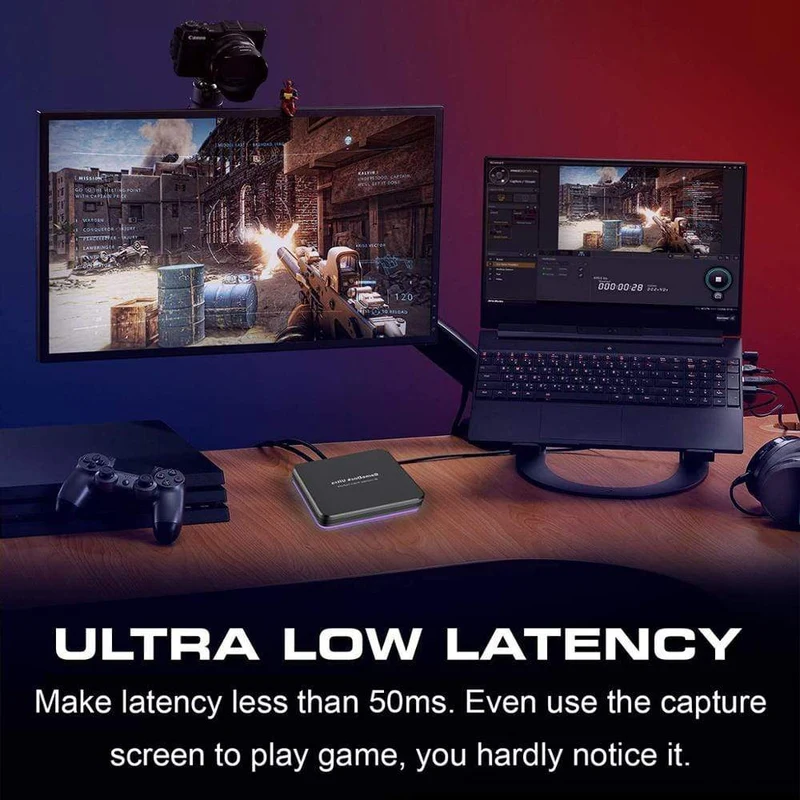 HDMI-Game-Capture-Karte, Live-Stream und Aufnahme in 4K30P oder 1080P 120 Hz, HDR-Video-Pass-Through mit bis zu 240 Bildern pro Sekunde, extrem niedrige Latenz
