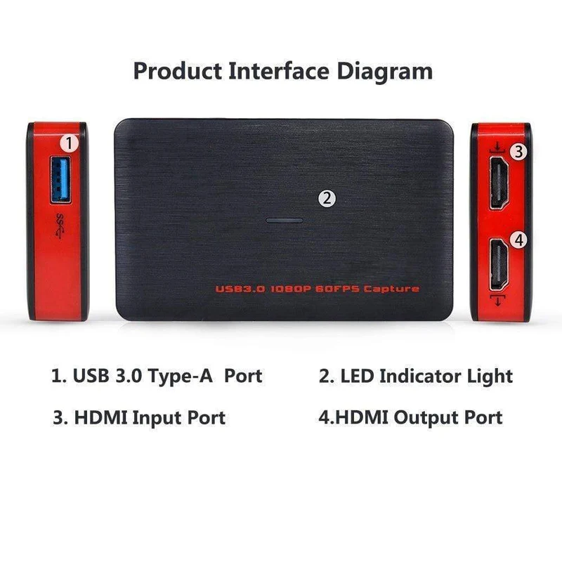 261 1080P 60fps Audio-Video-Aufnahmekarte für iOS-Telefonspiel HD-Kamera-Aufnahmebox HDMI auf USB 3.0 PC Live-Streaming-Platte