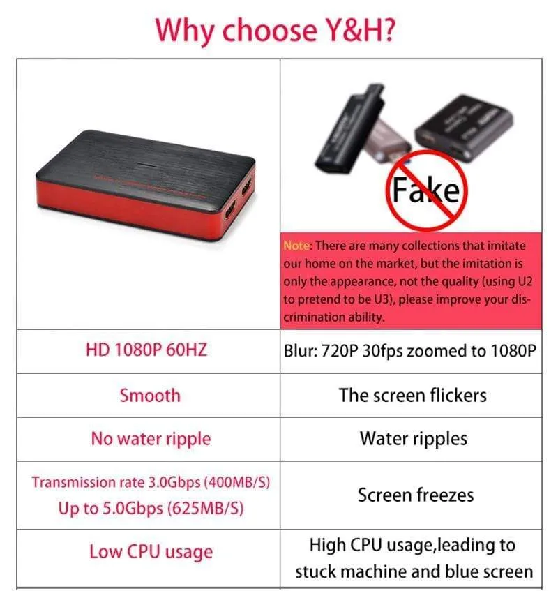 261 1080P 60fps Audio-Video-Aufnahmekarte für iOS-Telefonspiel HD-Kamera-Aufnahmebox HDMI auf USB 3.0 PC Live-Streaming-Platte