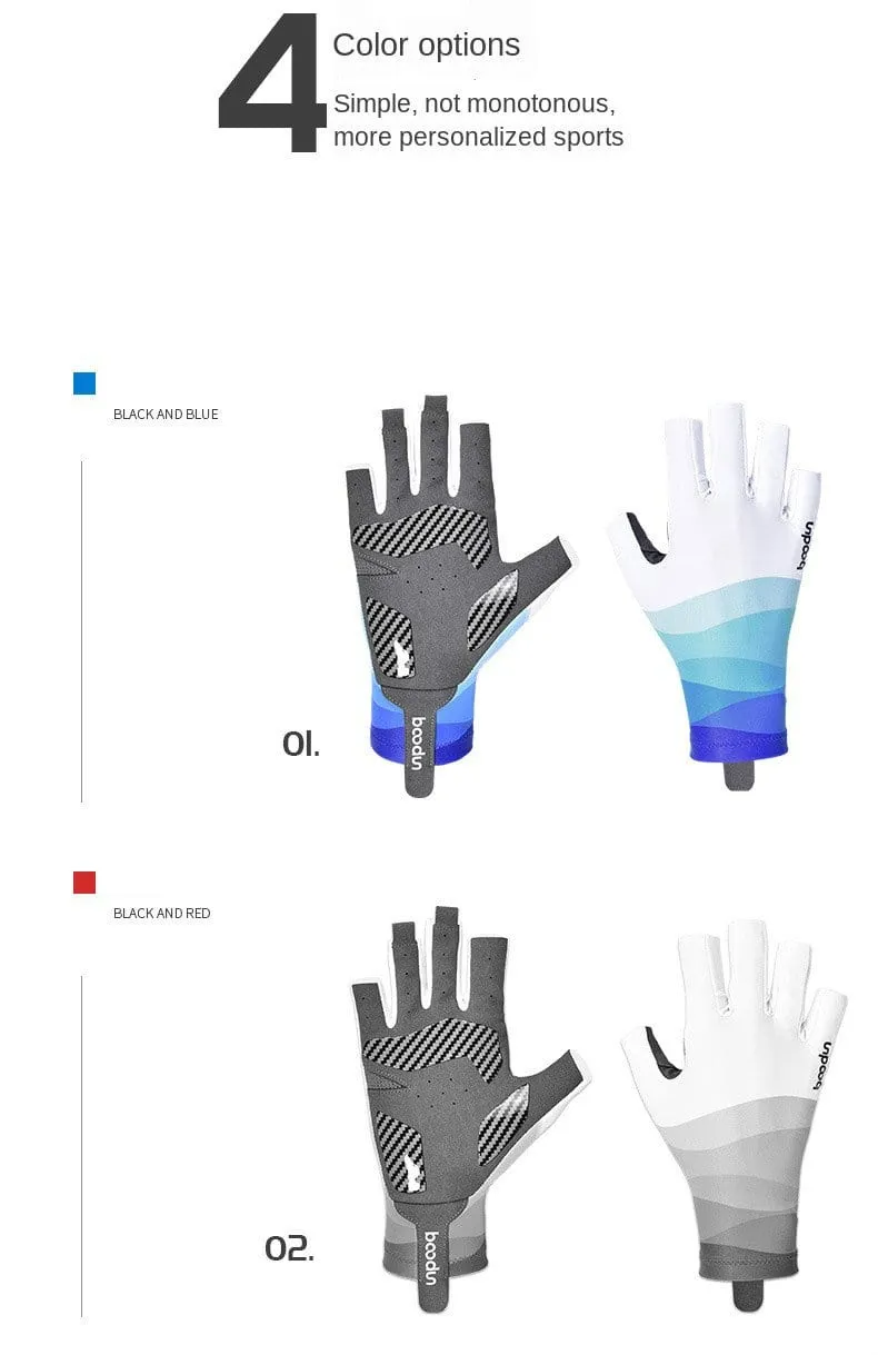 Sommer Angelhandschuhe für Männer und Frauen, halber Finger, atmungsaktiv, kühles Gewebe, rutschfestes Silikon, Köderangeln, Segeln, Sporthandschuh