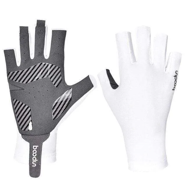Sommer Angelhandschuhe für Männer und Frauen, halber Finger, atmungsaktiv, kühles Gewebe, rutschfestes Silikon, Köderangeln, Segeln, Sporthandschuh