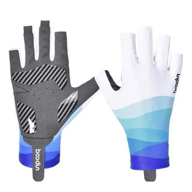 Sommer Angelhandschuhe für Männer und Frauen, halber Finger, atmungsaktiv, kühles Gewebe, rutschfestes Silikon, Köderangeln, Segeln, Sporthandschuh