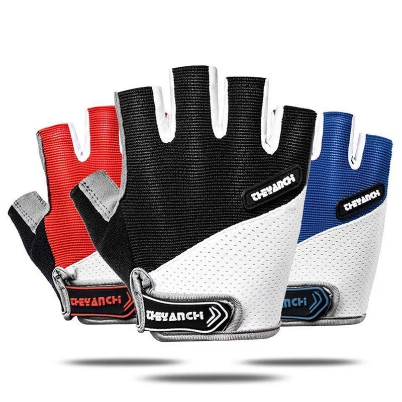 Atmungsaktive Halbfinger-Fahrradhandschuhe mit Anti-Rutsch-Pad, Motorrad-MTB-Rennradhandschuhe, Herren- und Damen-Sport-Fahrradhandschuhe