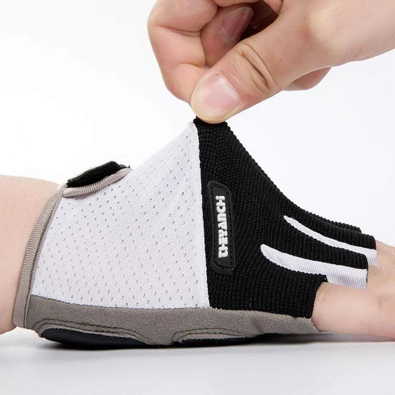 Atmungsaktive Halbfinger-Fahrradhandschuhe mit Anti-Rutsch-Pad, Motorrad-MTB-Rennradhandschuhe, Herren- und Damen-Sport-Fahrradhandschuhe