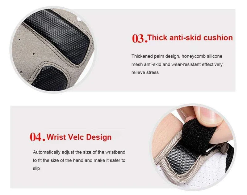 Atmungsaktive Halbfinger-Fahrradhandschuhe mit Anti-Rutsch-Pad, Motorrad-MTB-Rennradhandschuhe, Herren- und Damen-Sport-Fahrradhandschuhe