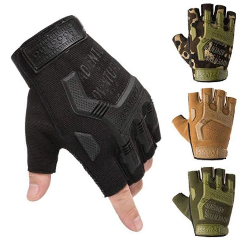 Taktische Handschuhe Camouflage Military Handschuhe Für Fitness Gym Männlichen Gleitschutz Motorrad Männer Frauen Moto Halbe Finger Handschuhe