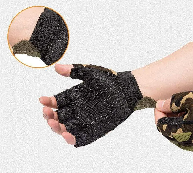 Taktische Handschuhe Camouflage Military Handschuhe Für Fitness Gym Männlichen Gleitschutz Motorrad Männer Frauen Moto Halbe Finger Handschuhe