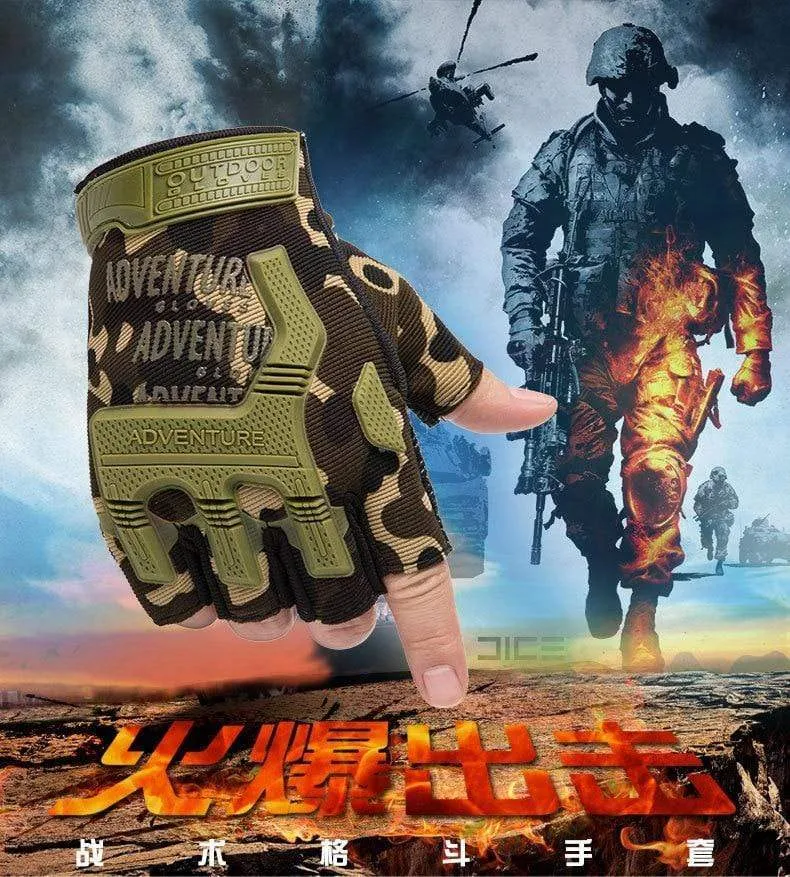 Taktische Handschuhe Camouflage Military Handschuhe Für Fitness Gym Männlichen Gleitschutz Motorrad Männer Frauen Moto Halbe Finger Handschuhe