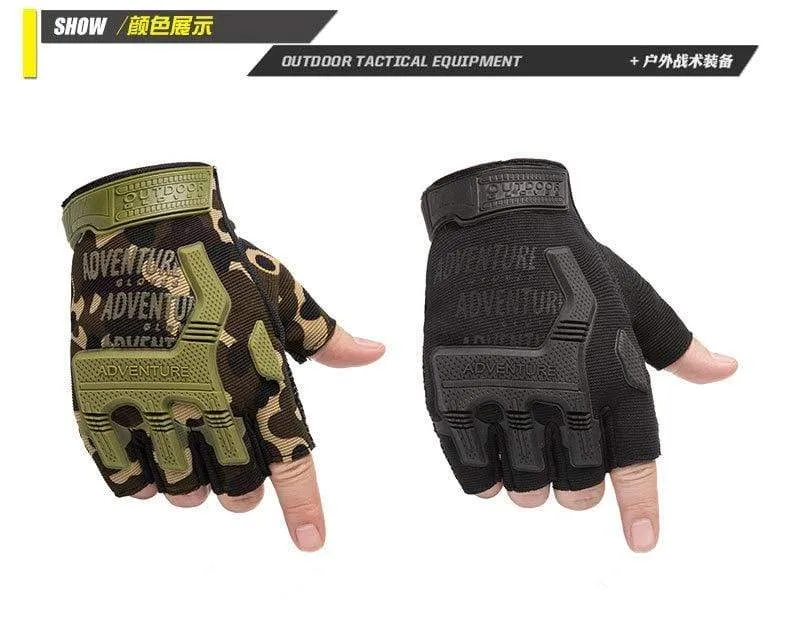 Taktische Handschuhe Camouflage Military Handschuhe Für Fitness Gym Männlichen Gleitschutz Motorrad Männer Frauen Moto Halbe Finger Handschuhe