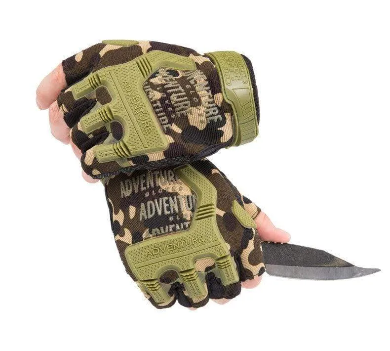 Taktische Handschuhe Camouflage Military Handschuhe Für Fitness Gym Männlichen Gleitschutz Motorrad Männer Frauen Moto Halbe Finger Handschuhe