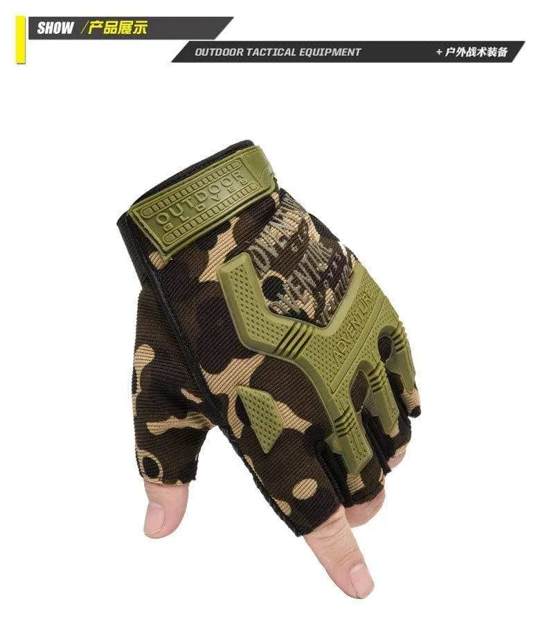 Taktische Handschuhe Camouflage Military Handschuhe Für Fitness Gym Männlichen Gleitschutz Motorrad Männer Frauen Moto Halbe Finger Handschuhe