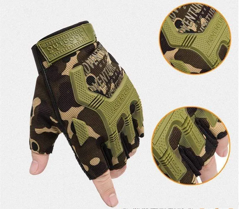 Taktische Handschuhe Camouflage Military Handschuhe Für Fitness Gym Männlichen Gleitschutz Motorrad Männer Frauen Moto Halbe Finger Handschuhe