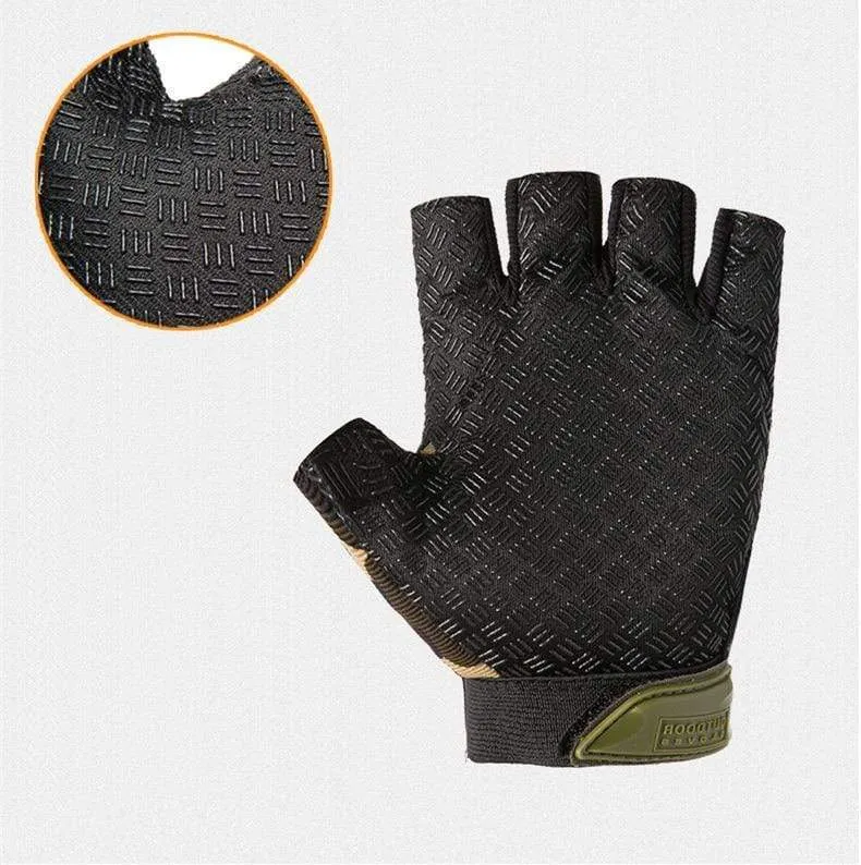 Taktische Handschuhe Camouflage Military Handschuhe Für Fitness Gym Männlichen Gleitschutz Motorrad Männer Frauen Moto Halbe Finger Handschuhe