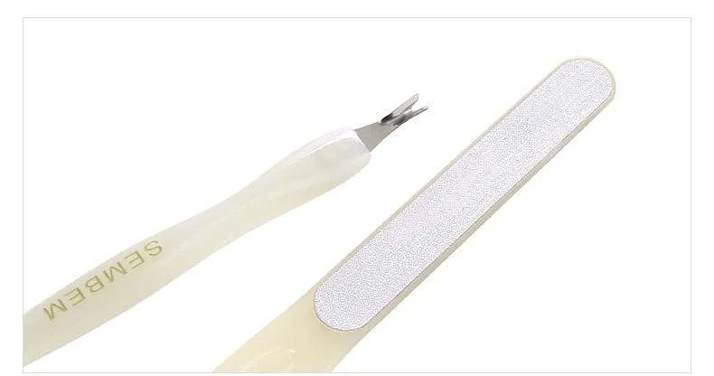 Edelstahl Nagelfeile Maniküre Set Nagelhautschieber Nail Art Gabel Maniküre Werkzeug zum Trimmen abgestorbener Haut Gabel Schieber Trimmer