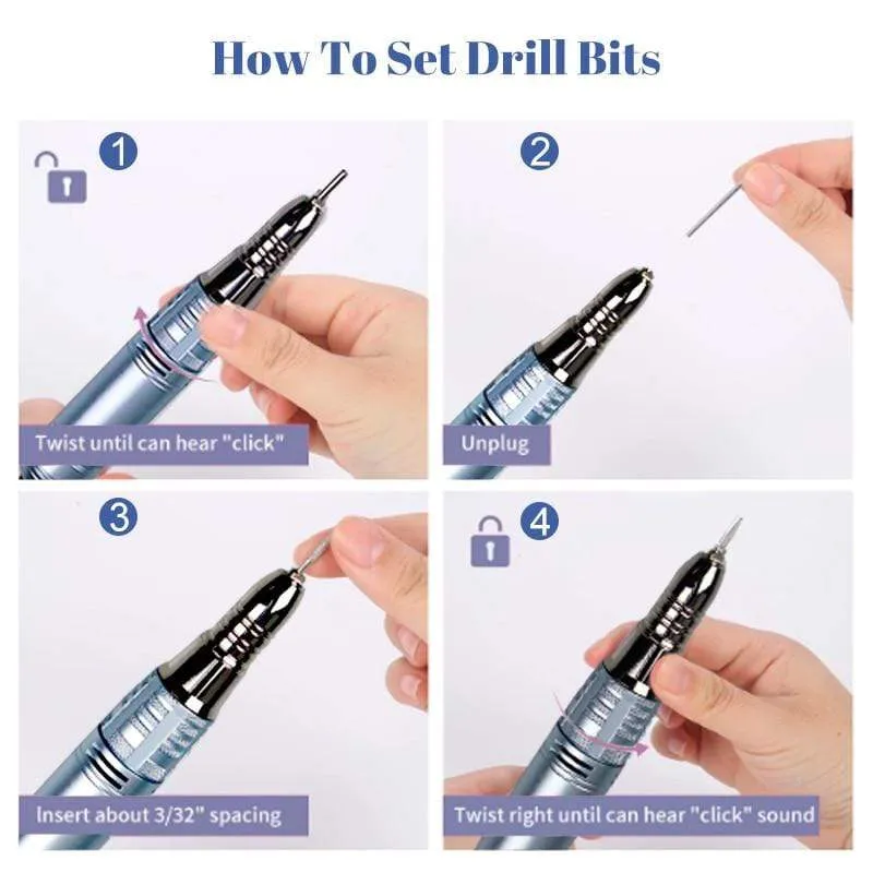 35000 U/min Nail Art Bohrer Gel Elektrischer Nagelbohrer 35 W Nagelpolierer mit Set Nagelbohrer Maniküre Maschine Nagelstudio Werkzeuge
