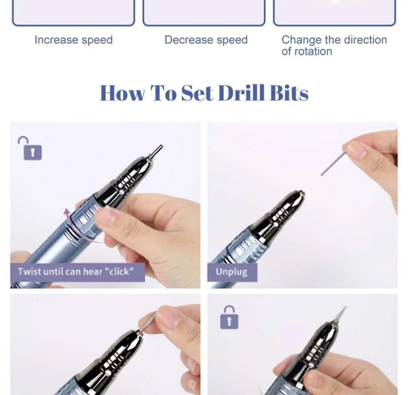 35000 U/min Nail Art Bohrer Gel Elektrischer Nagelbohrer 35 W Nagelpolierer mit Set Nagelbohrer Maniküre Maschine Nagelstudio Werkzeuge