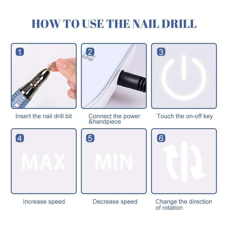 35000 U/min Nail Art Bohrer Gel Elektrischer Nagelbohrer 35 W Nagelpolierer mit Set Nagelbohrer Maniküre Maschine Nagelstudio Werkzeuge