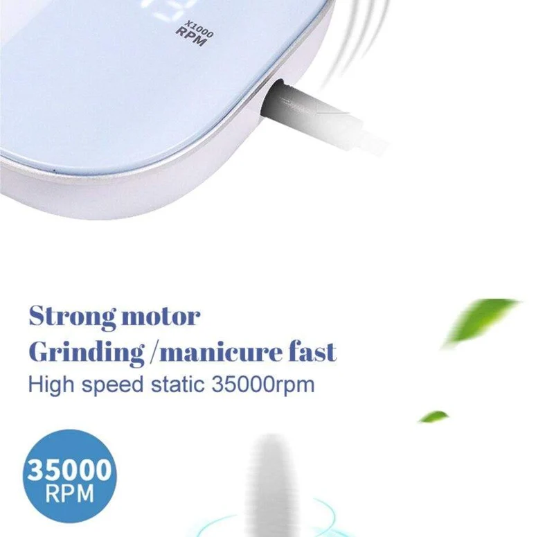 35000 U/min Nail Art Bohrer Gel Elektrischer Nagelbohrer 35 W Nagelpolierer mit Set Nagelbohrer Maniküre Maschine Nagelstudio Werkzeuge