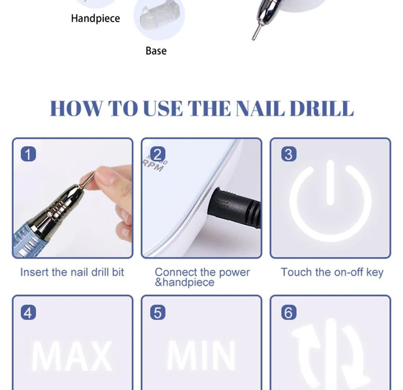 35000 U/min Nail Art Bohrer Gel Elektrischer Nagelbohrer 35 W Nagelpolierer mit Set Nagelbohrer Maniküre Maschine Nagelstudio Werkzeuge