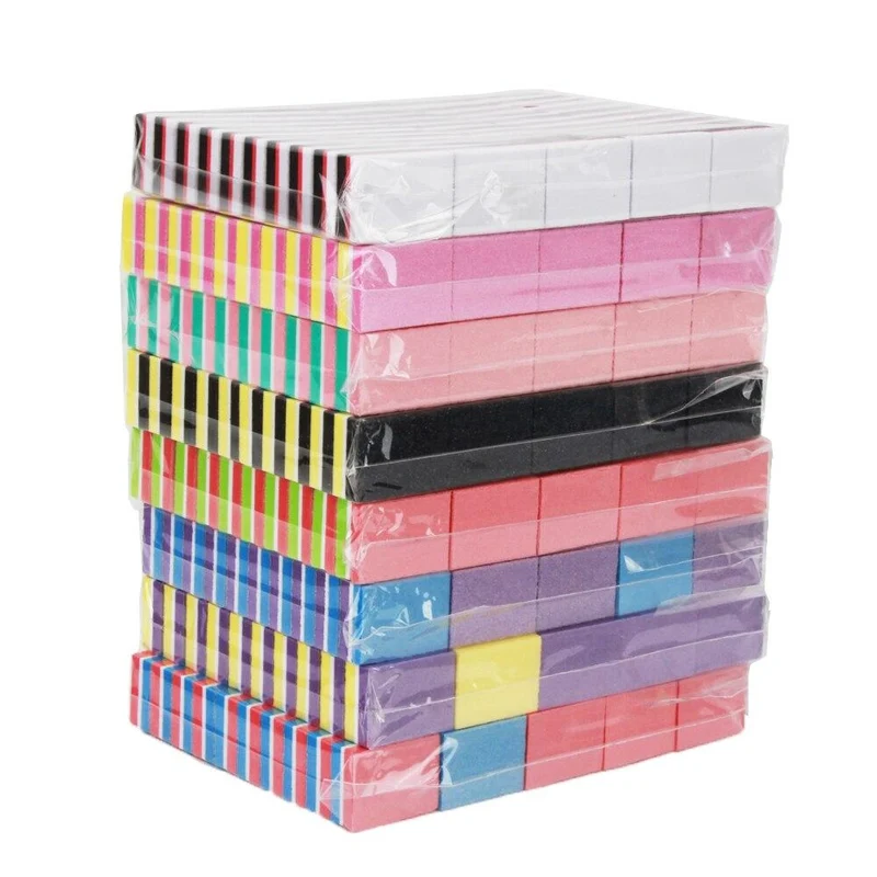 500 Teile/los Mini Nagel Datei 100/180 Einweg Nagel Puffer Block Großhandel Bunte Kleine Maniküre Werkzeuge Datei Zubehör