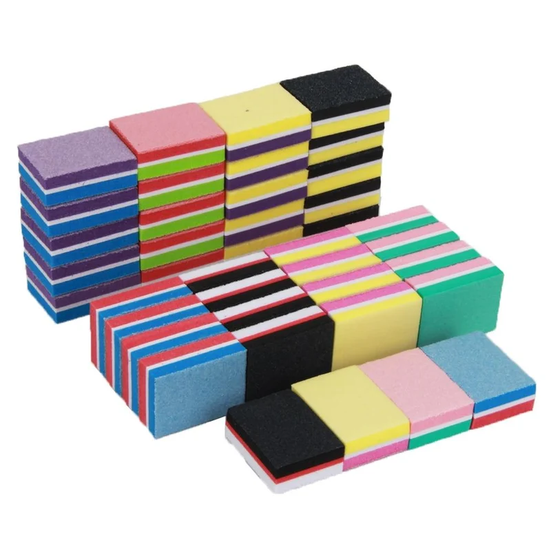 500 Teile/los Mini Nagel Datei 100/180 Einweg Nagel Puffer Block Großhandel Bunte Kleine Maniküre Werkzeuge Datei Zubehör