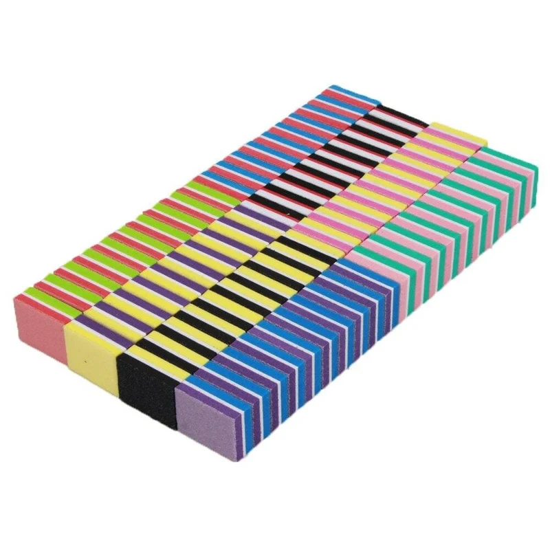 500 Teile/los Mini Nagel Datei 100/180 Einweg Nagel Puffer Block Großhandel Bunte Kleine Maniküre Werkzeuge Datei Zubehör