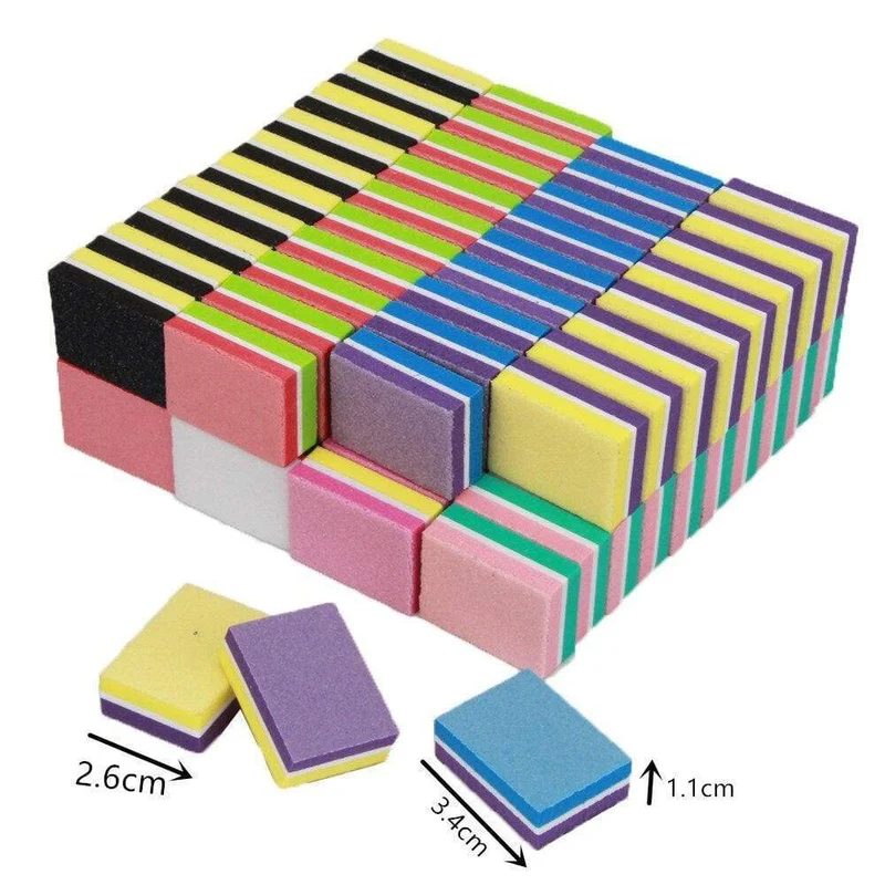 500 Teile/los Mini Nagel Datei 100/180 Einweg Nagel Puffer Block Großhandel Bunte Kleine Maniküre Werkzeuge Datei Zubehör