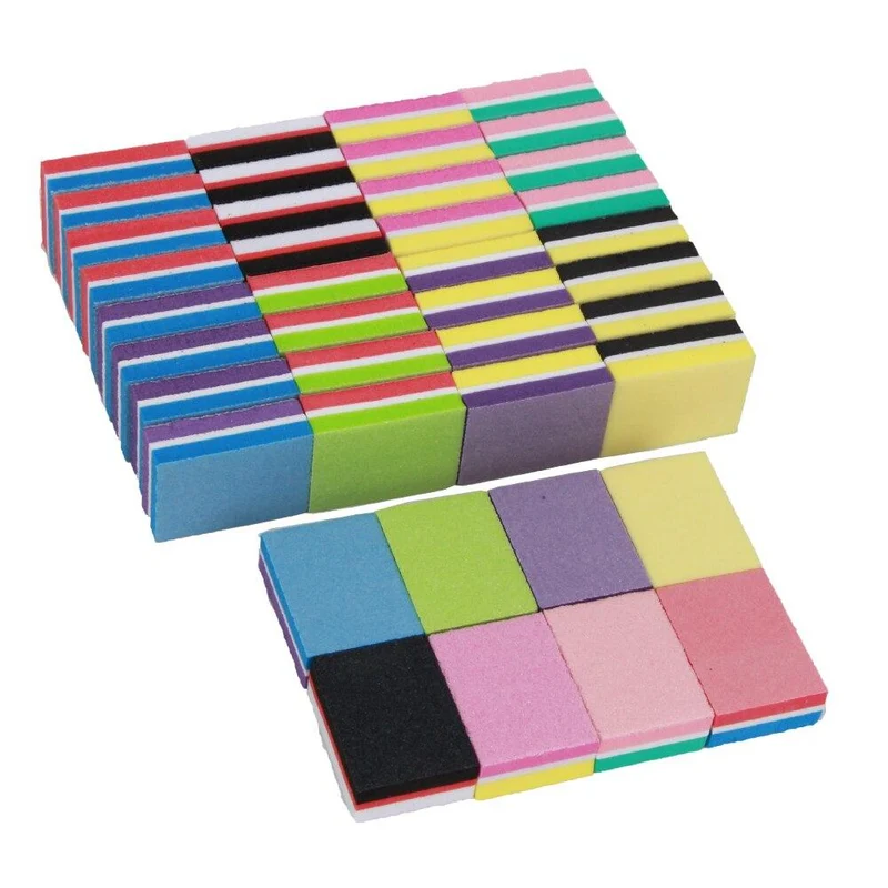 500 Teile/los Mini Nagel Datei 100/180 Einweg Nagel Puffer Block Großhandel Bunte Kleine Maniküre Werkzeuge Datei Zubehör