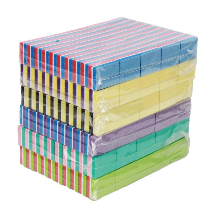 500 Teile/los Mini Nagel Datei 100/180 Einweg Nagel Puffer Block Großhandel Bunte Kleine Maniküre Werkzeuge Datei Zubehör
