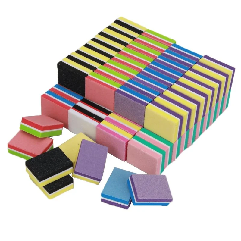 500 Teile/los Mini Nagel Datei 100/180 Einweg Nagel Puffer Block Großhandel Bunte Kleine Maniküre Werkzeuge Datei Zubehör